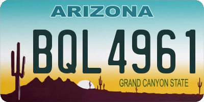 AZ license plate BQL4961