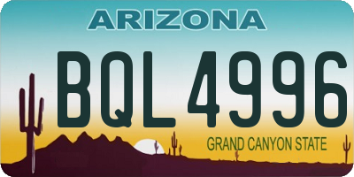 AZ license plate BQL4996