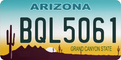 AZ license plate BQL5061