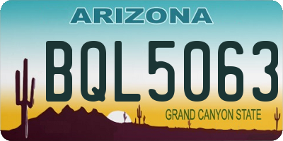 AZ license plate BQL5063
