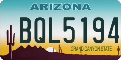 AZ license plate BQL5194
