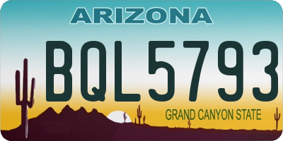 AZ license plate BQL5793