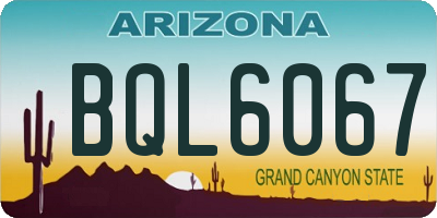 AZ license plate BQL6067