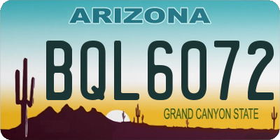 AZ license plate BQL6072