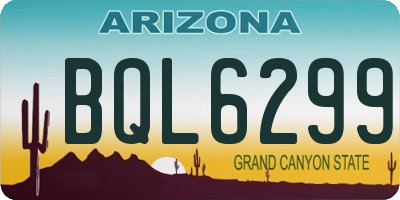 AZ license plate BQL6299