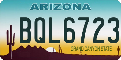 AZ license plate BQL6723