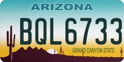 AZ license plate BQL6733