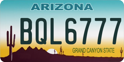 AZ license plate BQL6777