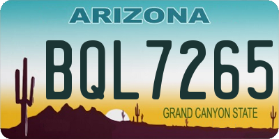 AZ license plate BQL7265