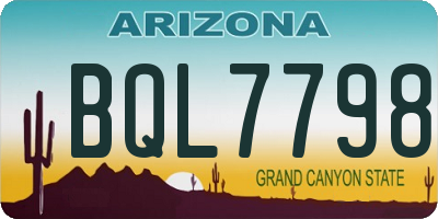 AZ license plate BQL7798