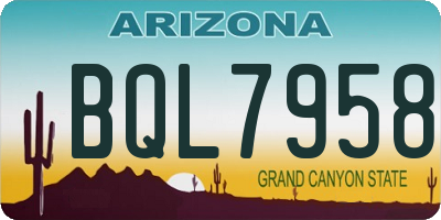 AZ license plate BQL7958