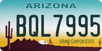 AZ license plate BQL7995