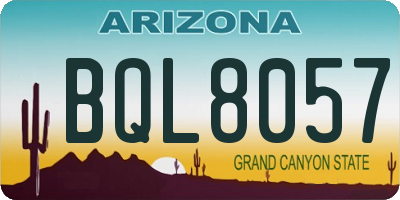 AZ license plate BQL8057