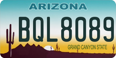 AZ license plate BQL8089