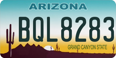 AZ license plate BQL8283