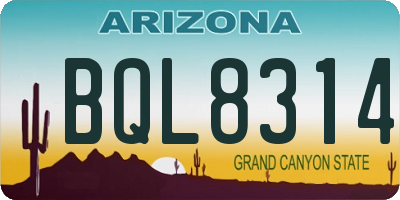 AZ license plate BQL8314