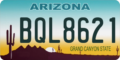 AZ license plate BQL8621