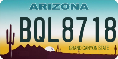 AZ license plate BQL8718
