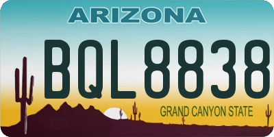 AZ license plate BQL8838