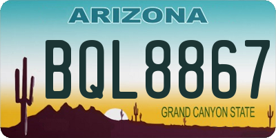 AZ license plate BQL8867