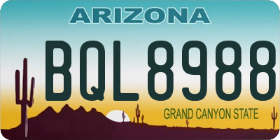 AZ license plate BQL8988
