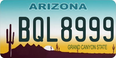 AZ license plate BQL8999