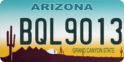 AZ license plate BQL9013