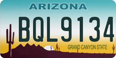 AZ license plate BQL9134