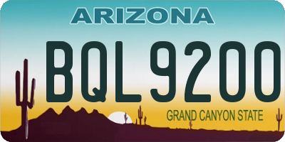 AZ license plate BQL9200