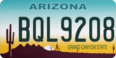 AZ license plate BQL9208