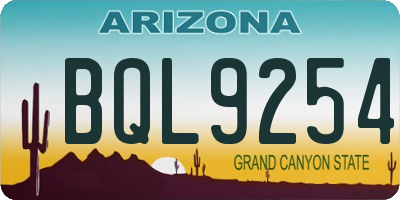 AZ license plate BQL9254