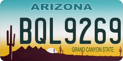 AZ license plate BQL9269