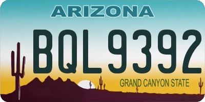 AZ license plate BQL9392