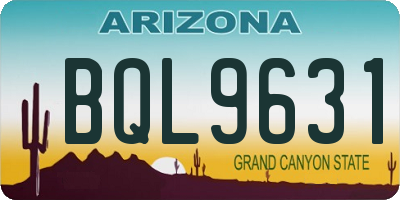 AZ license plate BQL9631