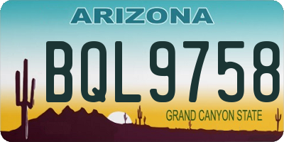 AZ license plate BQL9758