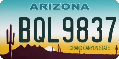 AZ license plate BQL9837