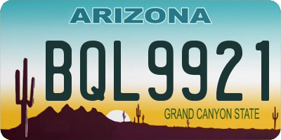 AZ license plate BQL9921