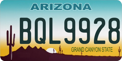 AZ license plate BQL9928