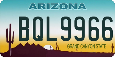 AZ license plate BQL9966