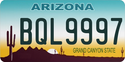 AZ license plate BQL9997