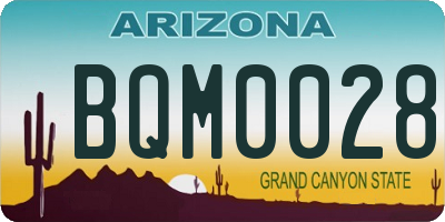 AZ license plate BQM0028
