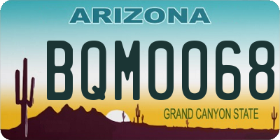 AZ license plate BQM0068
