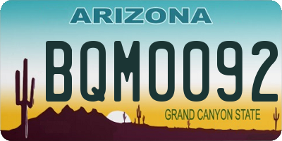 AZ license plate BQM0092