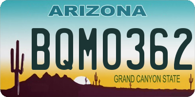 AZ license plate BQM0362