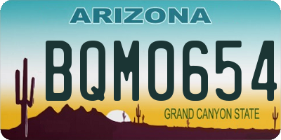 AZ license plate BQM0654