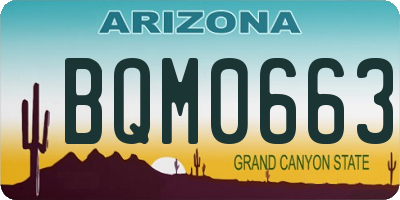 AZ license plate BQM0663