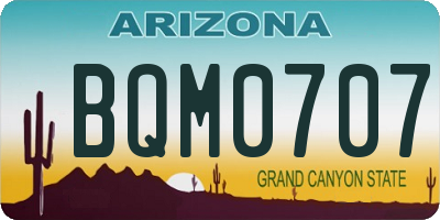 AZ license plate BQM0707