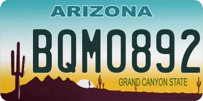 AZ license plate BQM0892