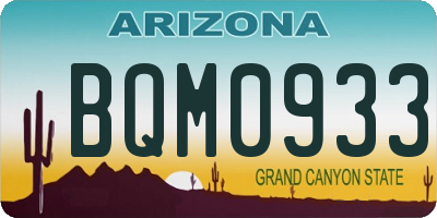 AZ license plate BQM0933