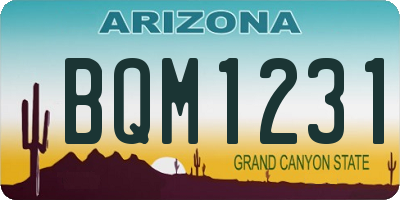 AZ license plate BQM1231